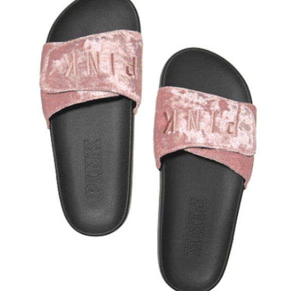 pink velvet slides